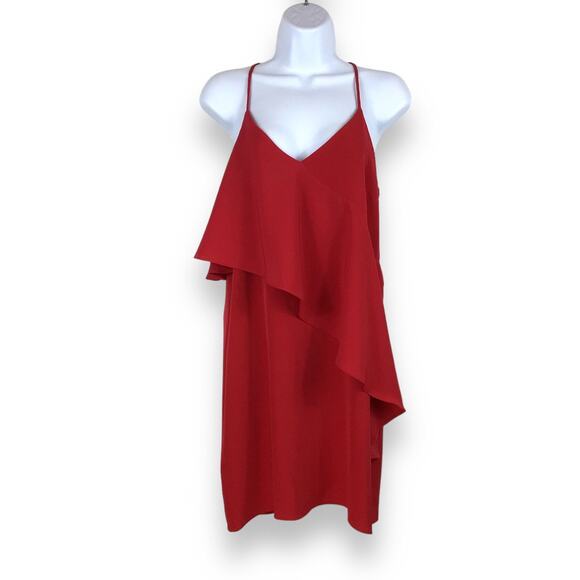 Ruffled Racerback Red Party Cocktail Dress size XS - Picture 1 of 6